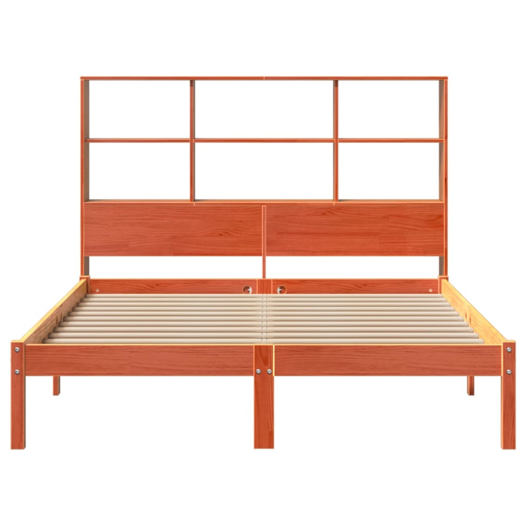 Krevet s regalom za knjige bez madraca 120 x 190 cm od borovine