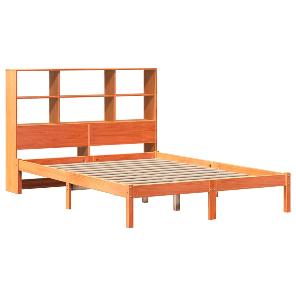 Krevet s regalom za knjige bez madraca 140 x 190 cm od borovine