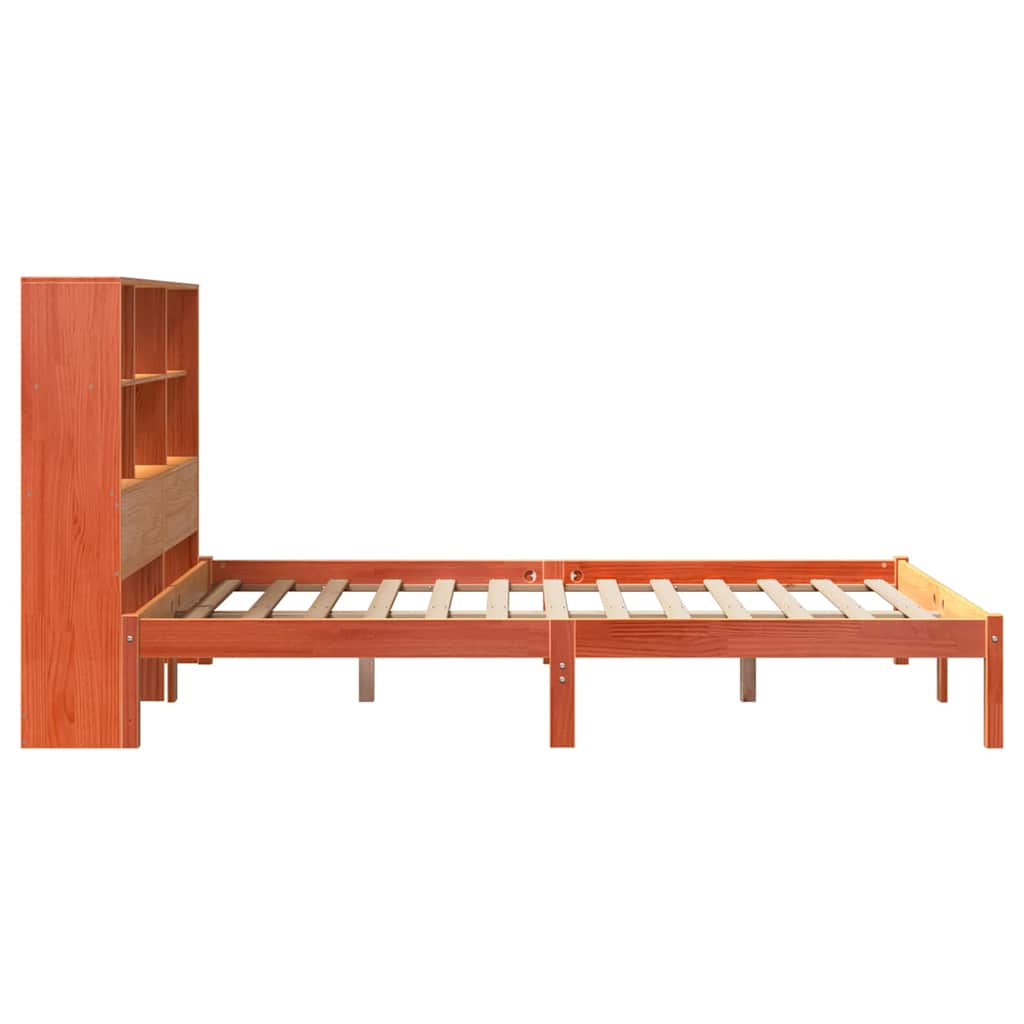Krevet s regalom za knjige bez madraca 140 x 190 cm od borovine