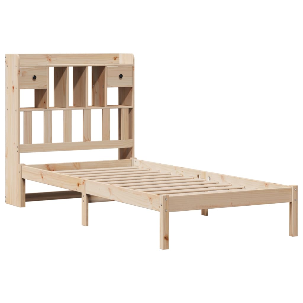 Krevet s regalom za knjige bez madraca 75x190 cm borovina