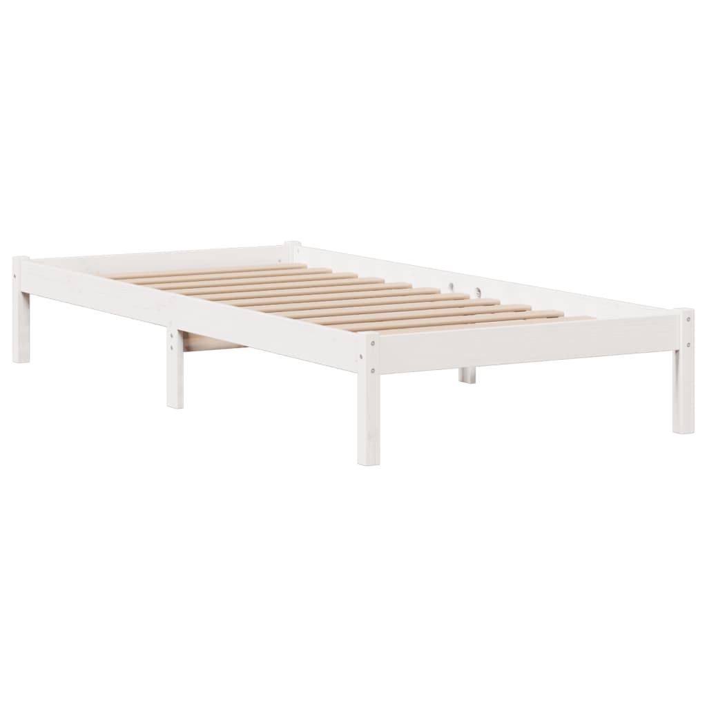 Krevet s regalom za knjige bez madraca bijeli 90x190cm borovina