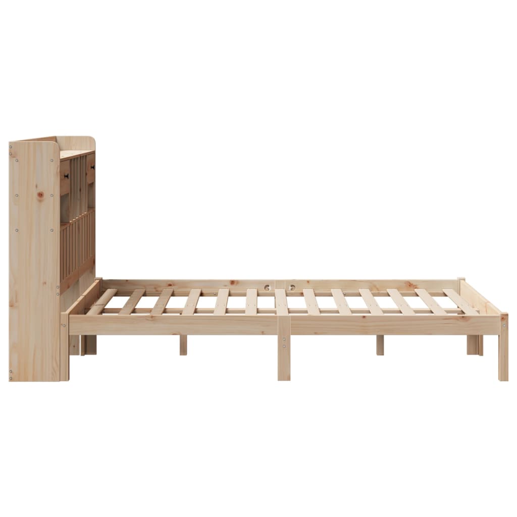 Krevet s regalom za knjige bez madraca 135x190 cm od borovine