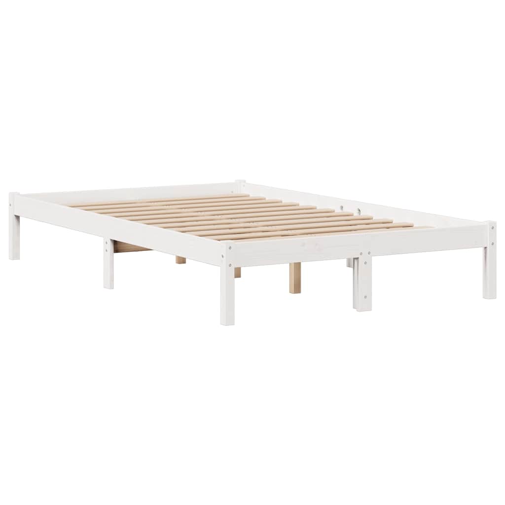 Krevet s regalom z knjige bez madraca bijeli 135x190cm borovina