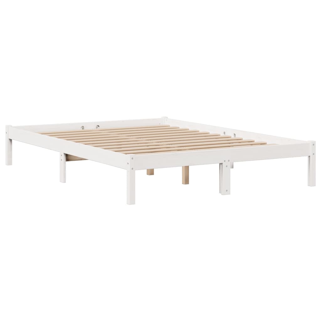 Krevet s regalom z knjige bez madraca bijeli 160x200cm borovina
