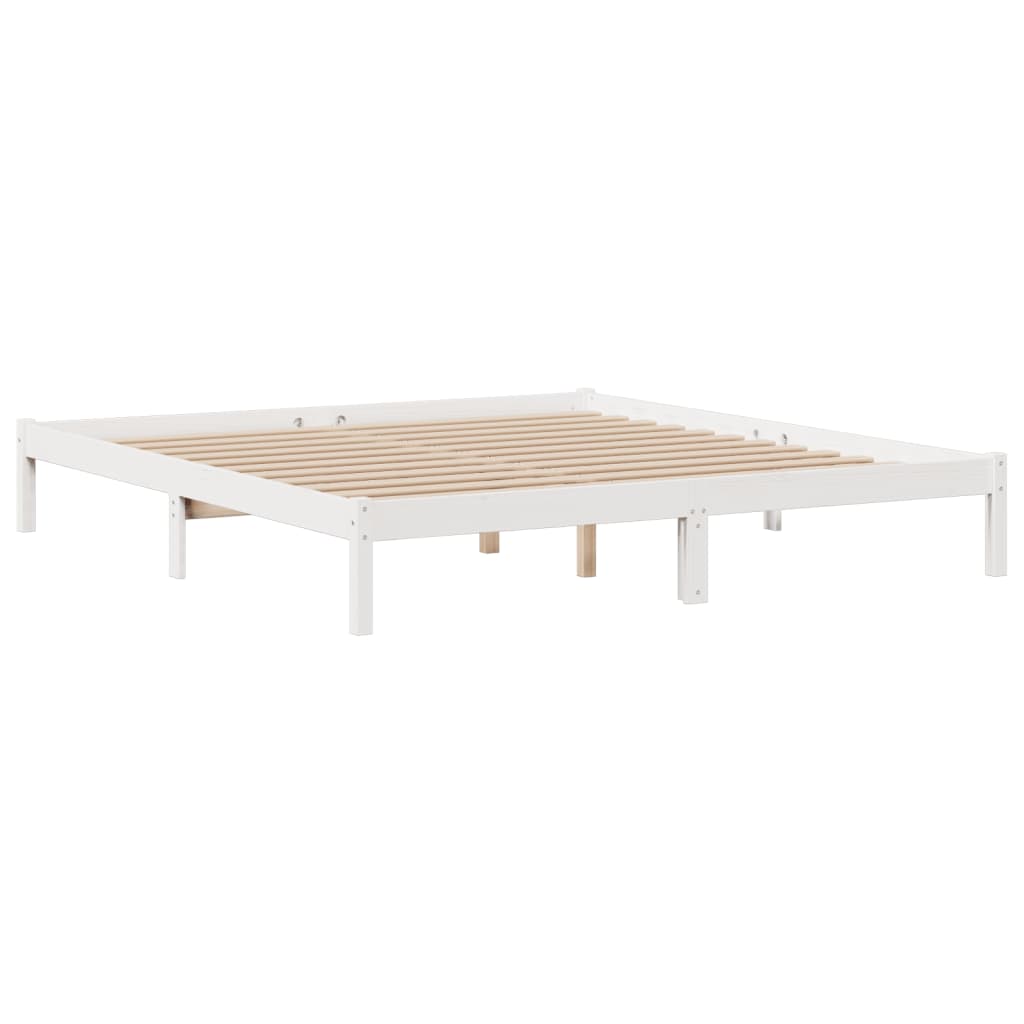 Krevet s regalom z knjige bez madraca bijeli 180x200cm borovina