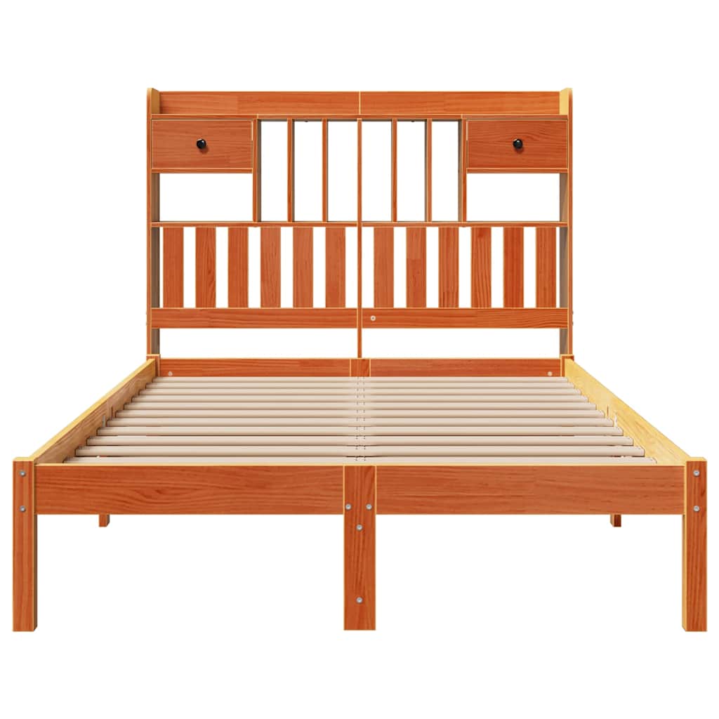 Krevet s regalom za knjige bez madraca 135 x 190 cm od borovine