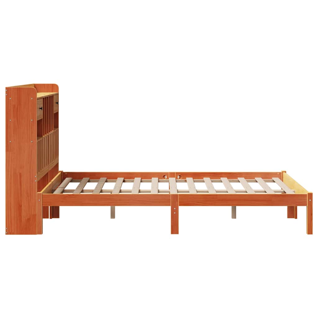 Krevet s regalom za knjige bez madraca 135 x 190 cm od borovine