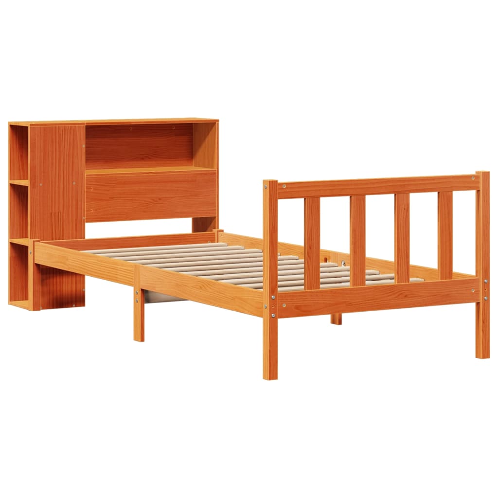 Krevet s regalom za knjige bez madraca 100 x 200 cm od borovine