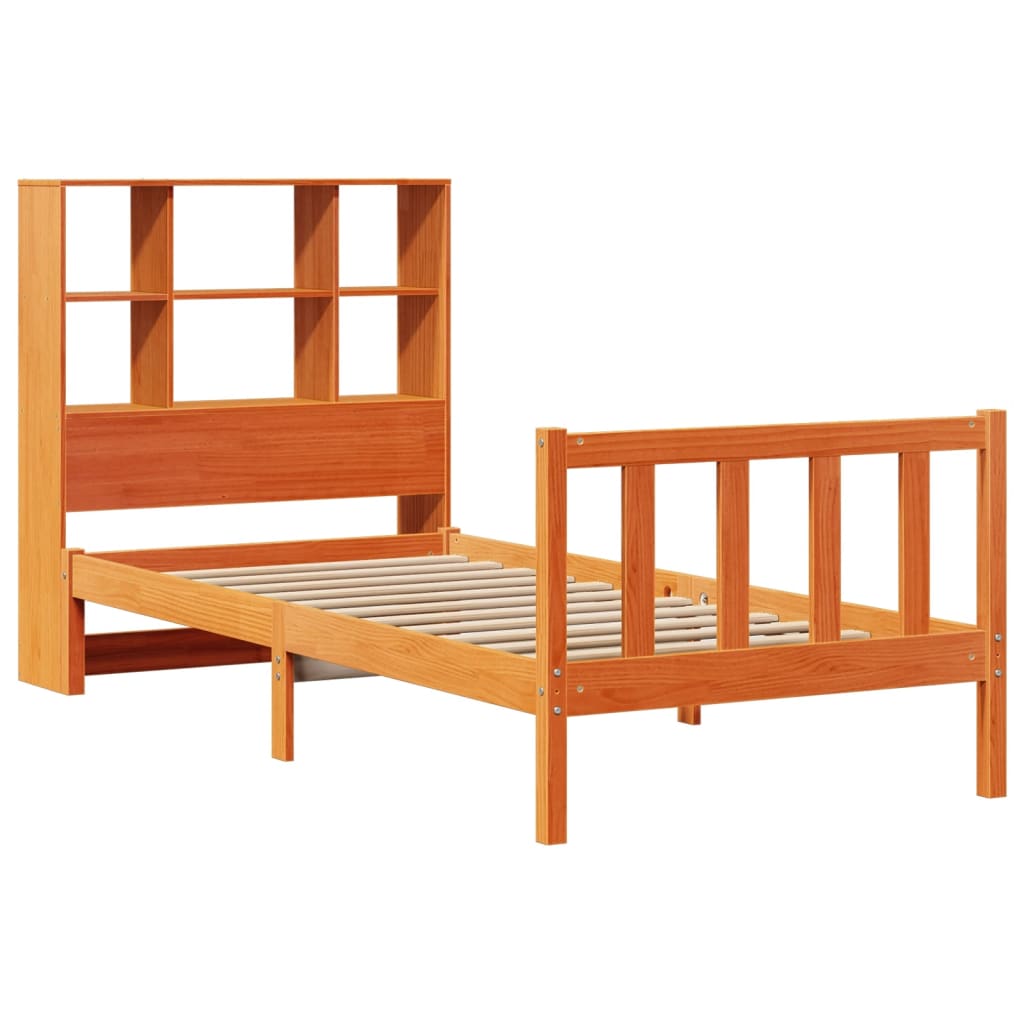 Krevet s regalom za knjige bez madraca 100 x 200 cm od borovine