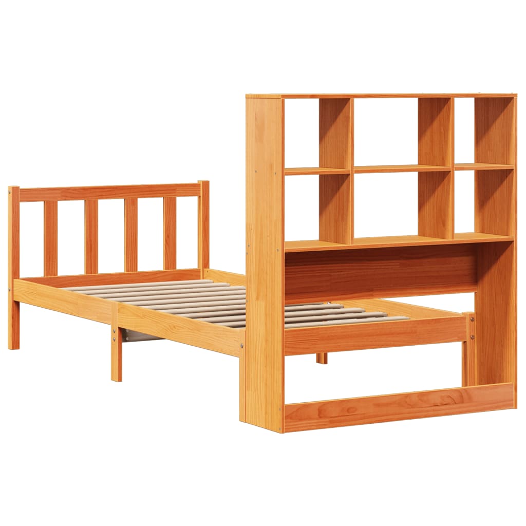 Krevet s regalom za knjige bez madraca 100 x 200 cm od borovine