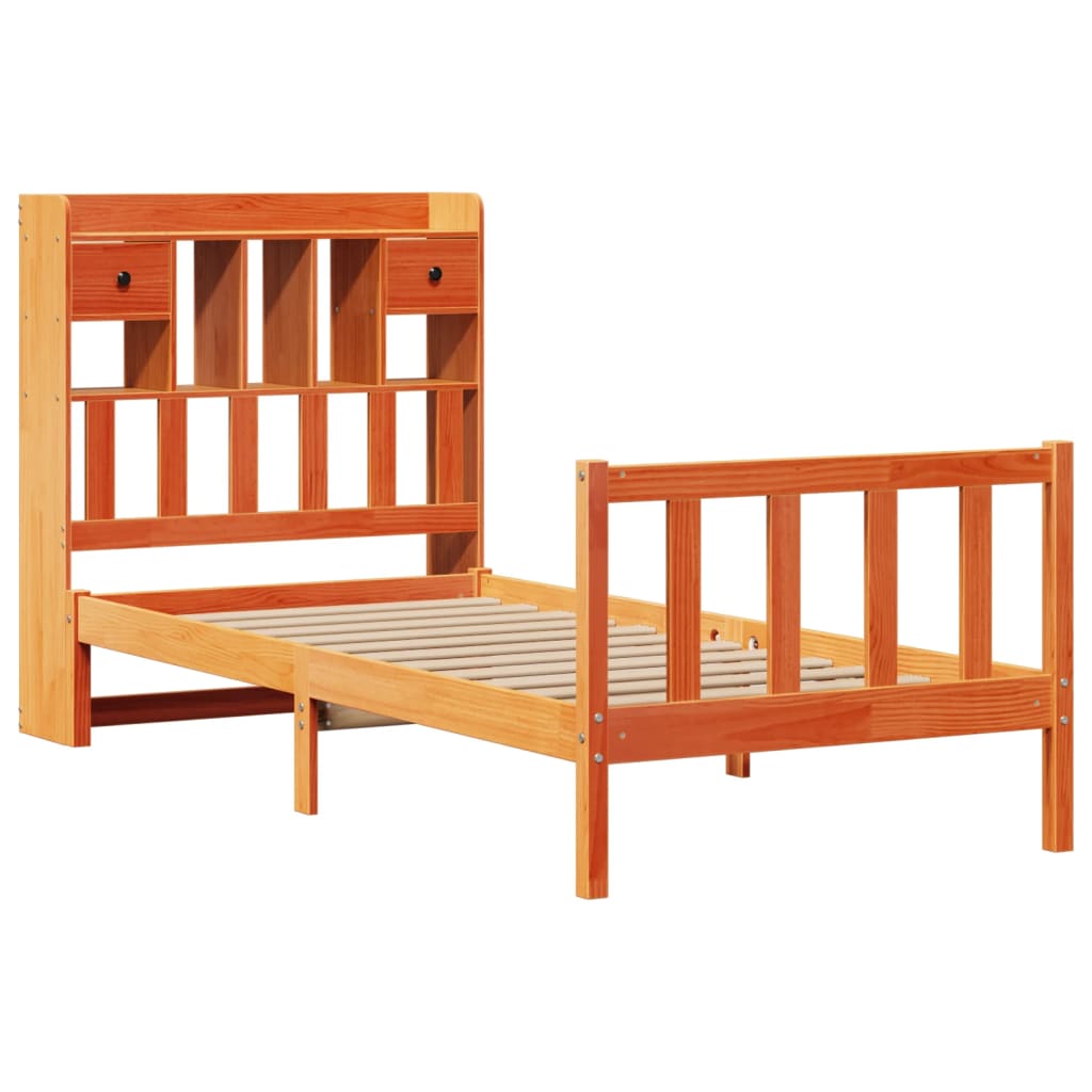 Krevet s regalom za knjige bez madraca 100 x 200 cm od borovine