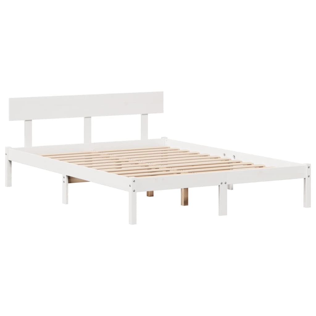 Krevet s regalom z knjige bez madraca bijeli 140x190cm borovina