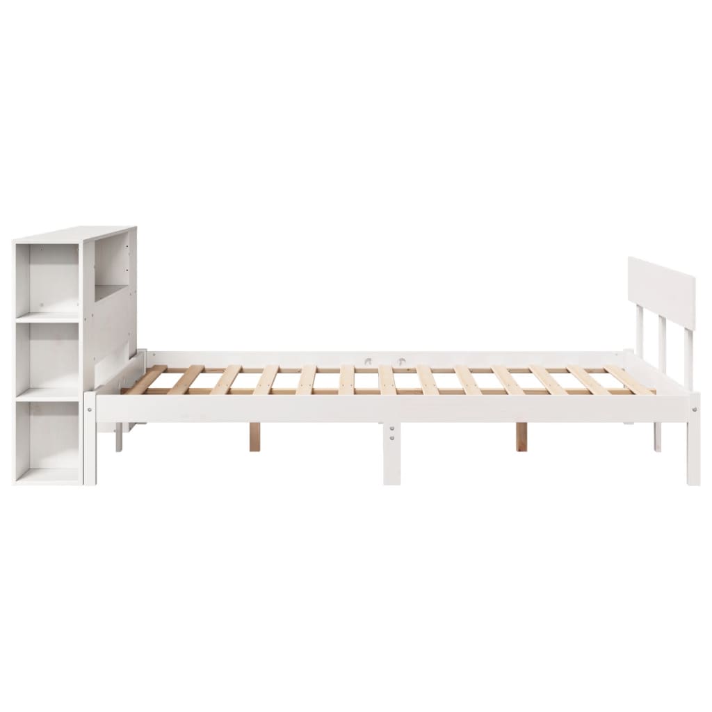 Krevet s regalom z knjige bez madraca bijeli 140x190cm borovina