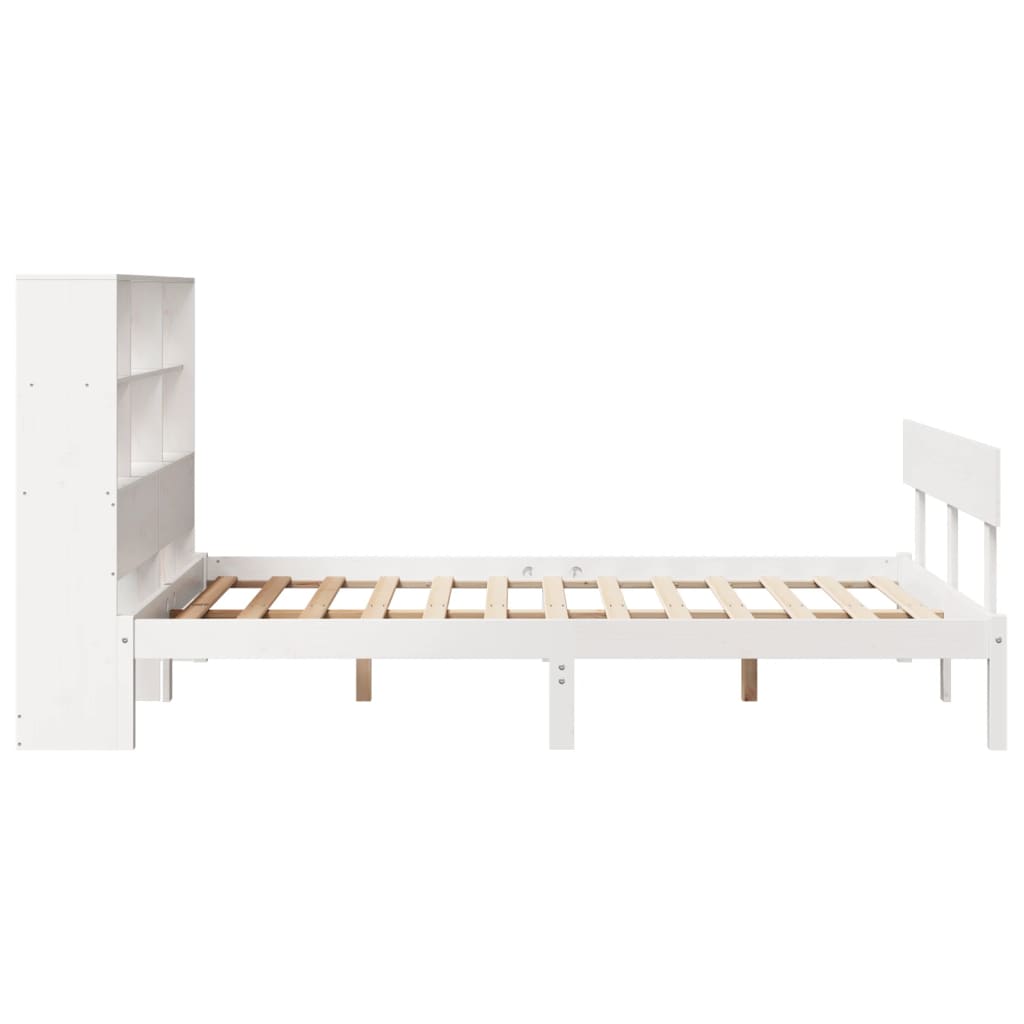 Krevet s regalom z knjige bez madraca bijeli 140x190cm borovina