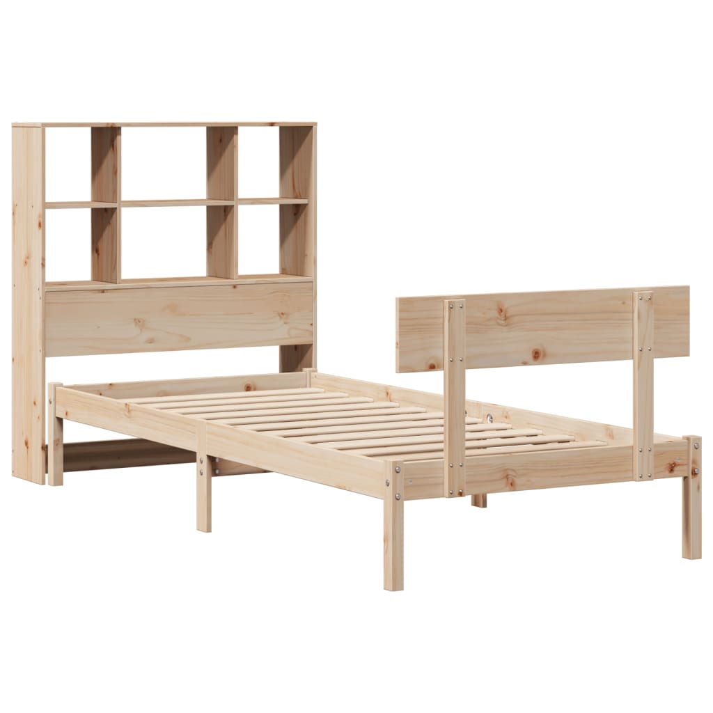 Krevet s regalom za knjige bez madraca 90x200 cm od borovine