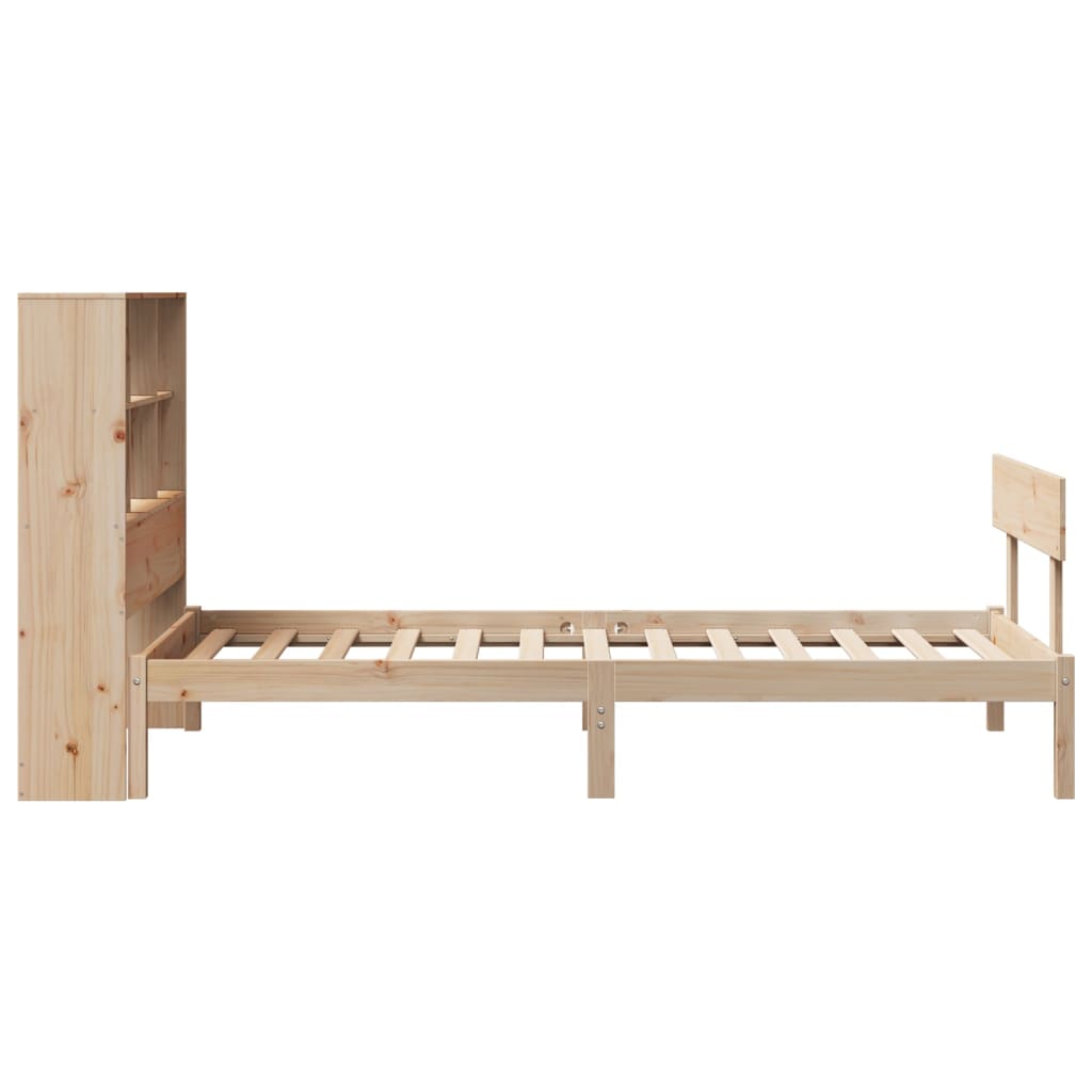 Krevet s regalom za knjige bez madraca 90x200 cm od borovine