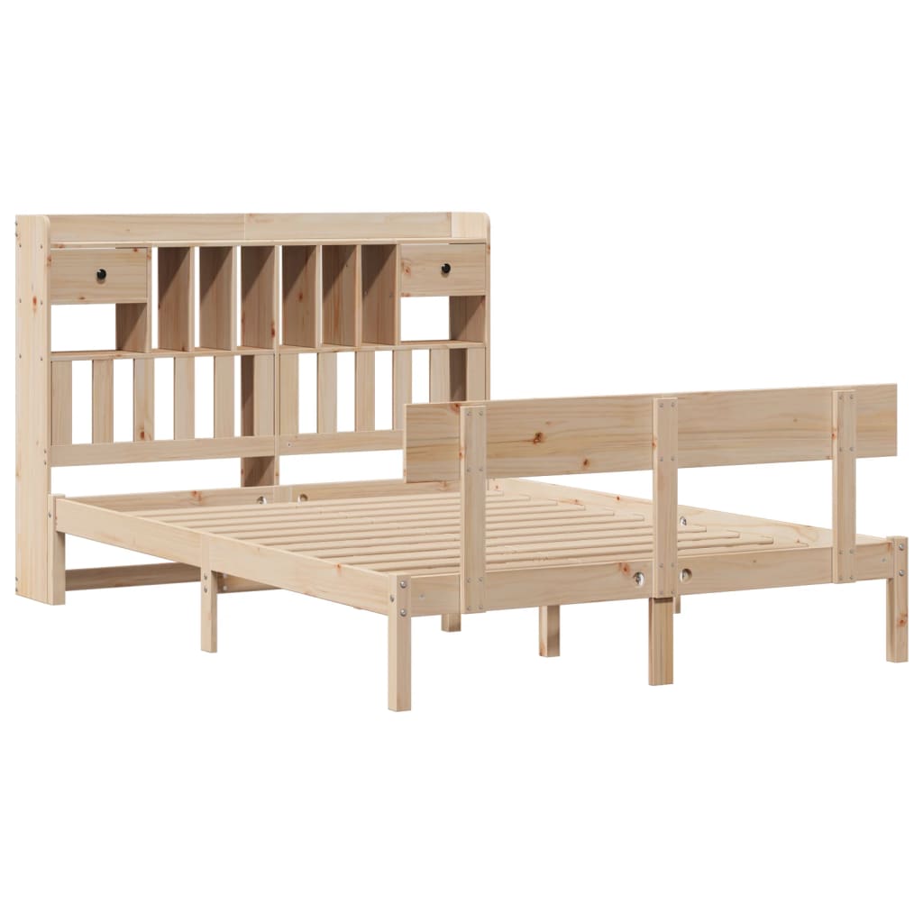 Krevet s regalom za knjige bez madraca 140x190 cm od borovine