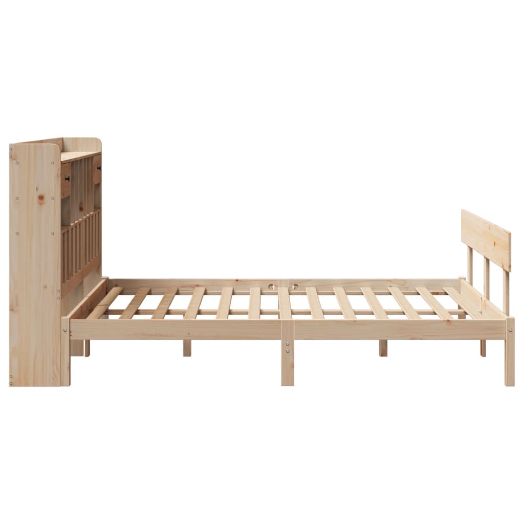 Krevet s regalom za knjige bez madraca 140x190 cm od borovine