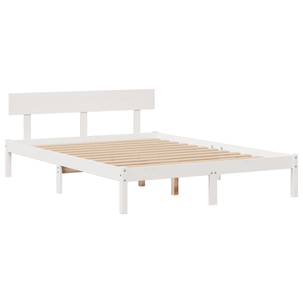 Krevet s regalom z knjige bez madraca bijeli 140x190cm borovina