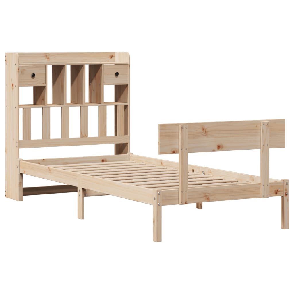 Krevet s regalom za knjige bez madraca 90x200 cm od borovine