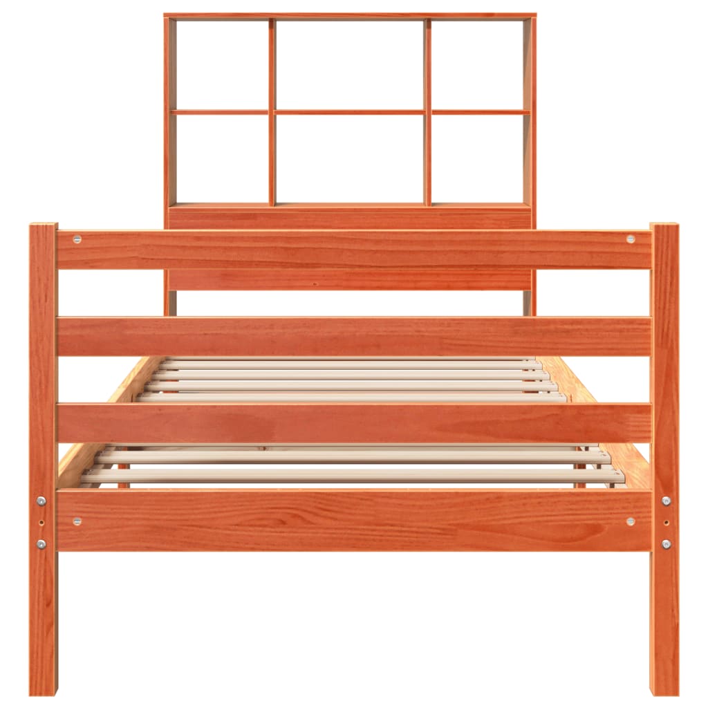Krevet s regalom za knjige bez madraca 75 x 190 cm masivno drvo