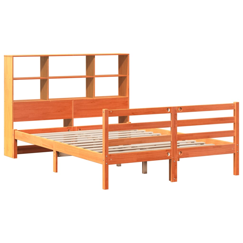Krevet s regalom za knjige bez madraca 150x200 cm masivno drvo