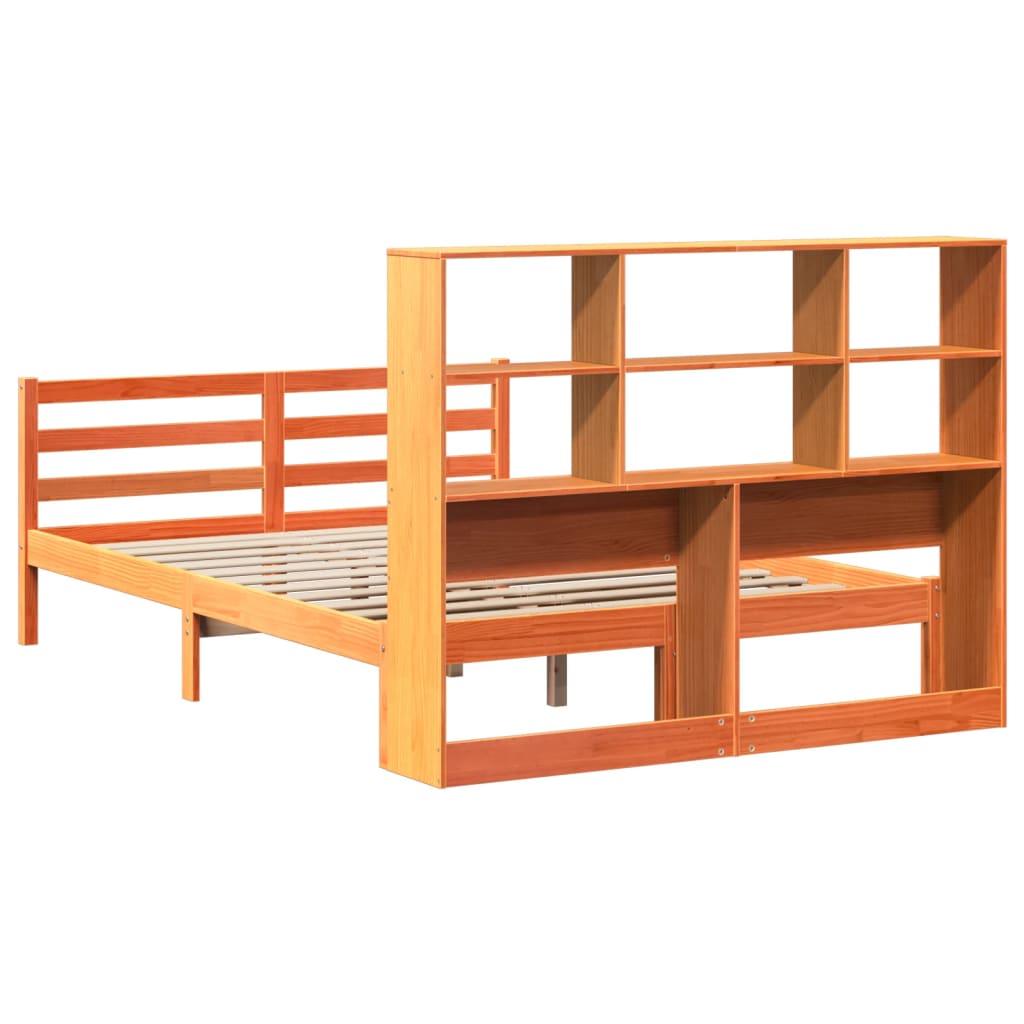Krevet s regalom za knjige bez madraca 150x200 cm masivno drvo