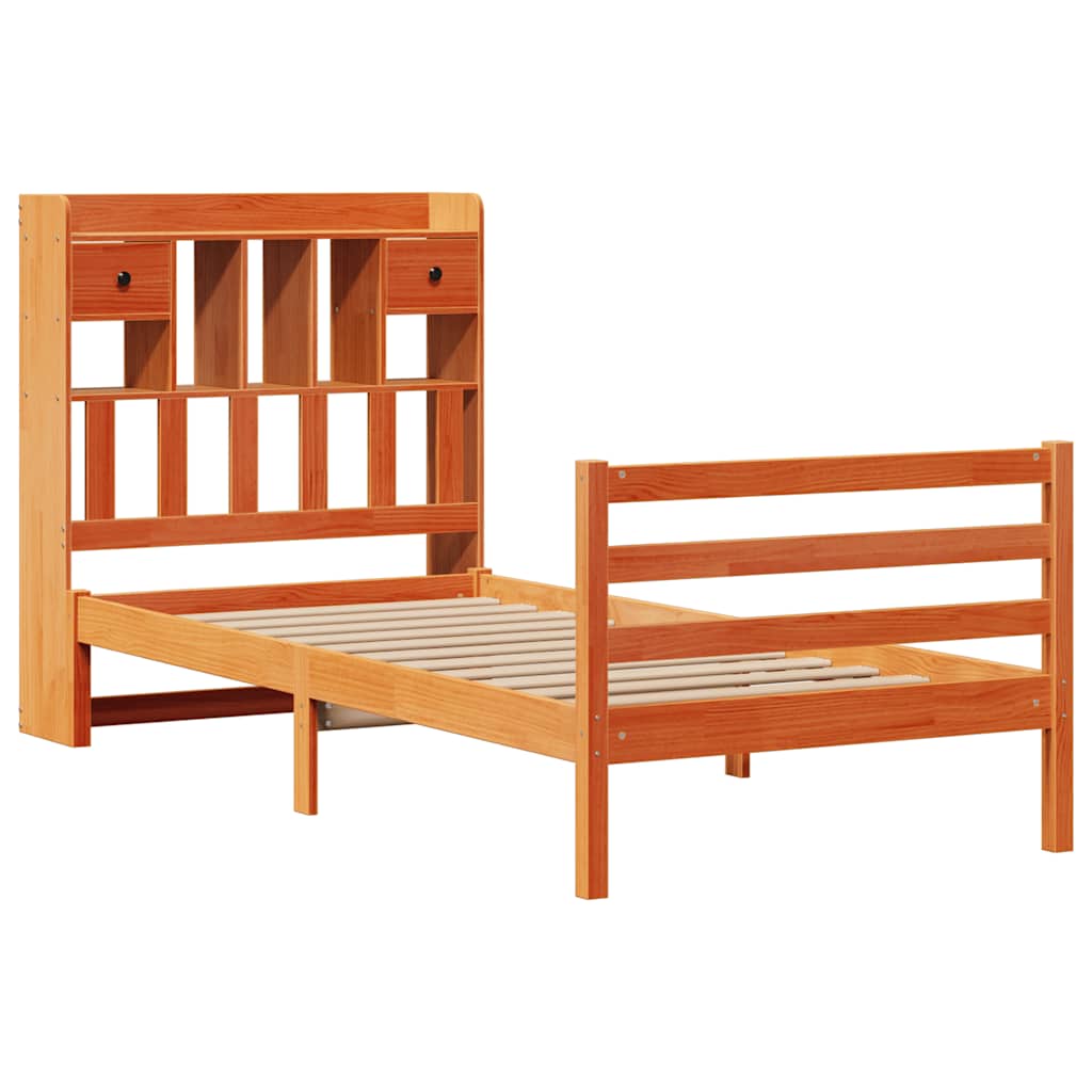 Krevet s regalom za knjige bez madraca 75 x 190 cm od borovine