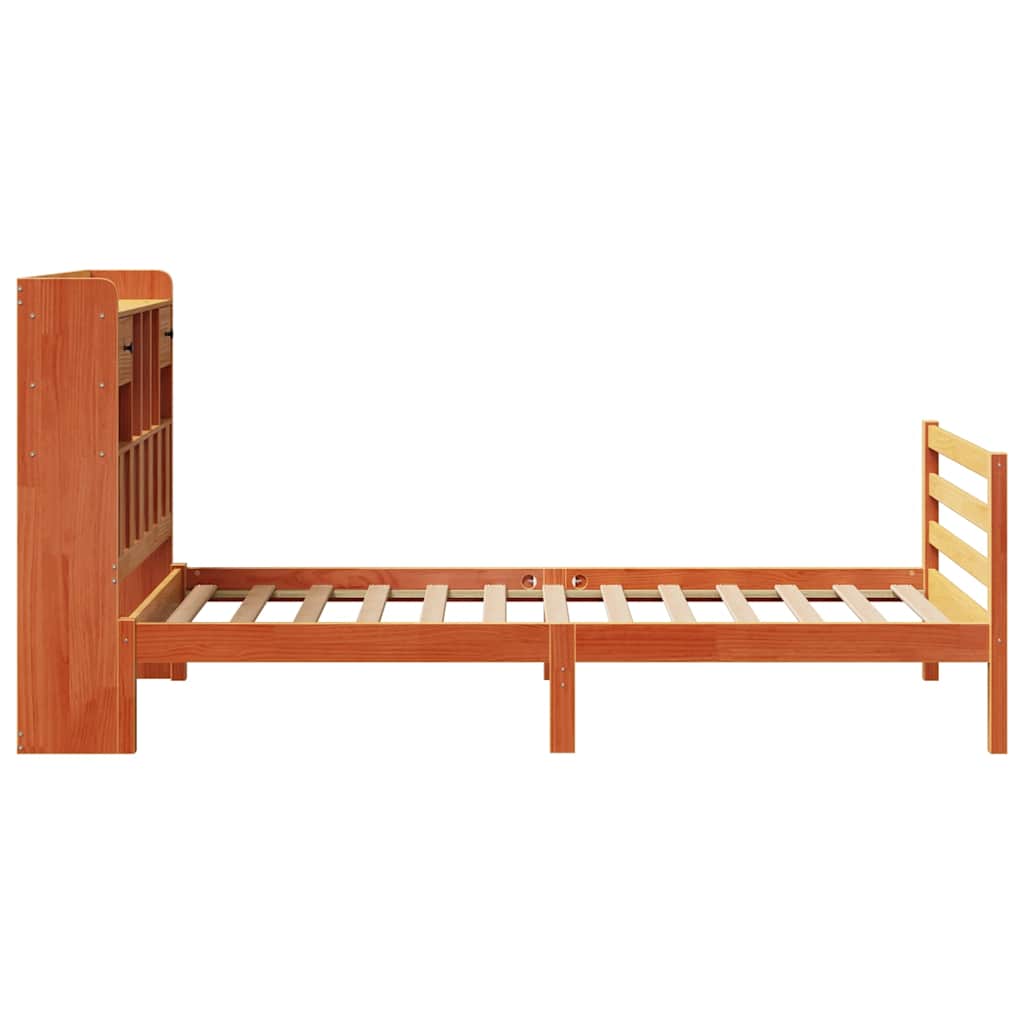 Krevet s regalom za knjige bez madraca 75 x 190 cm od borovine