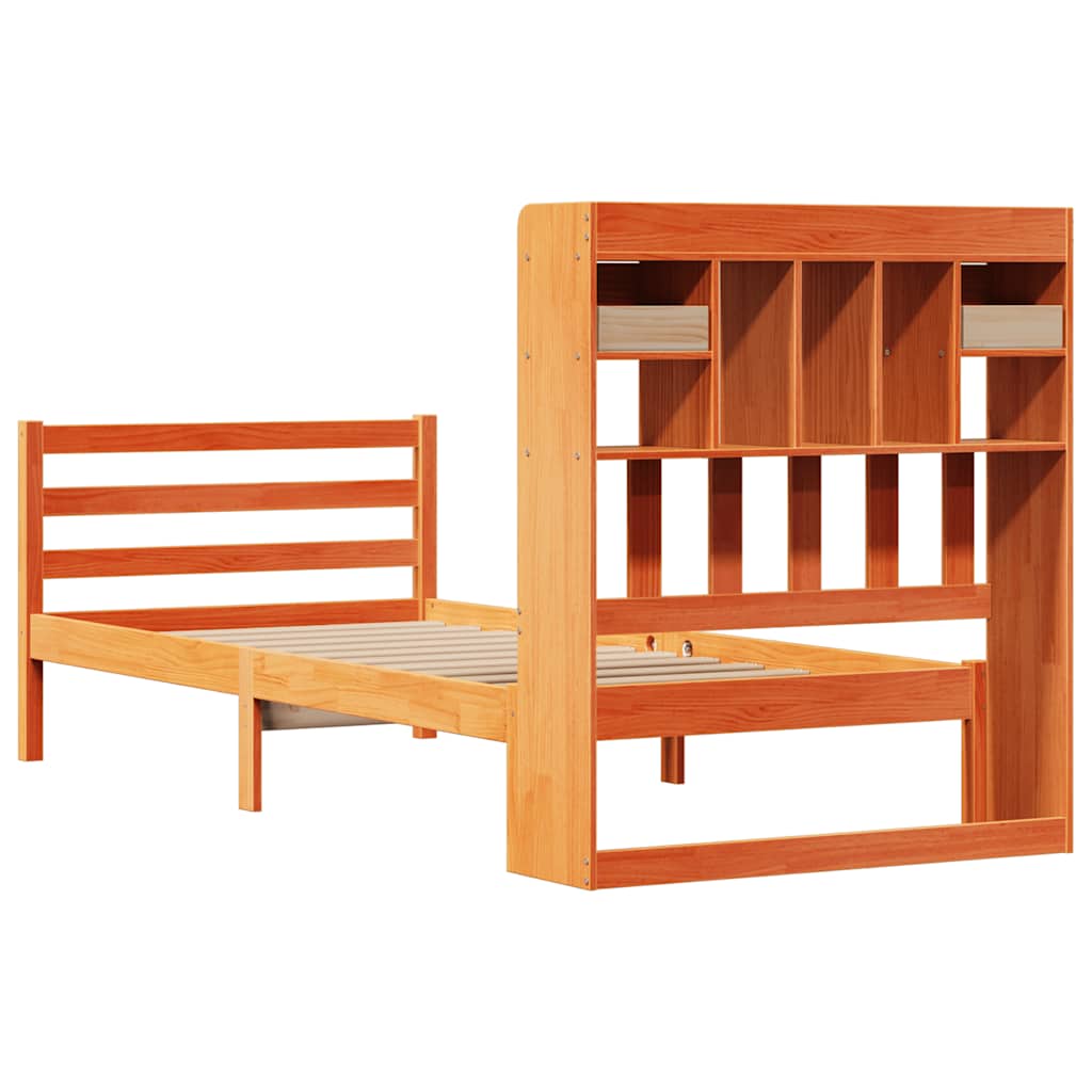 Krevet s regalom za knjige bez madraca 75 x 190 cm od borovine