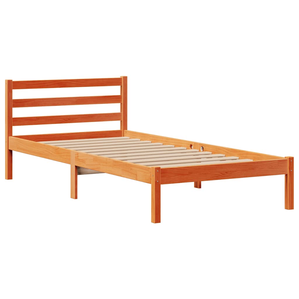 Krevet s regalom za knjige bez madraca 75 x 190 cm od borovine