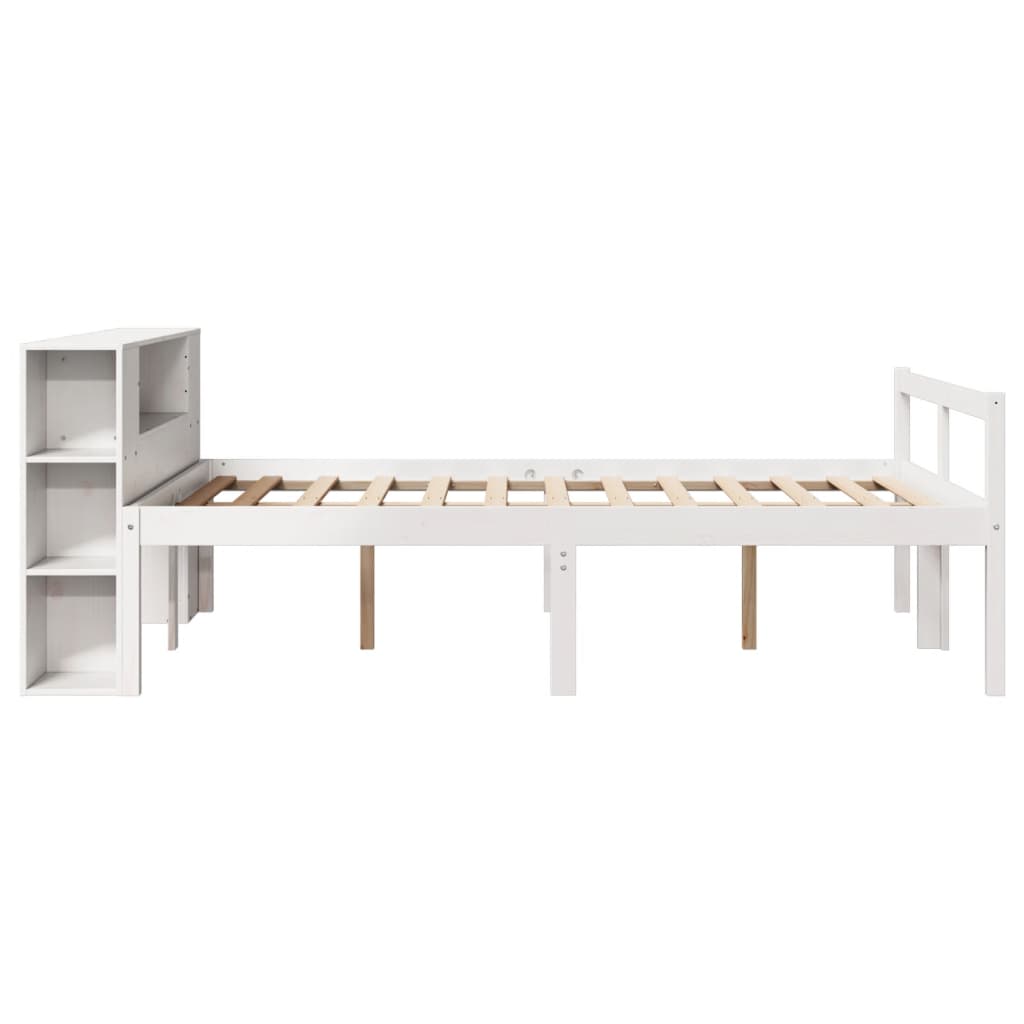 Krevet s regalom z knjige bez madraca bijeli 120x190cm borovina