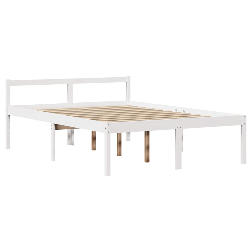 Krevet s regalom z knjige bez madraca bijeli 120x200cm borovina