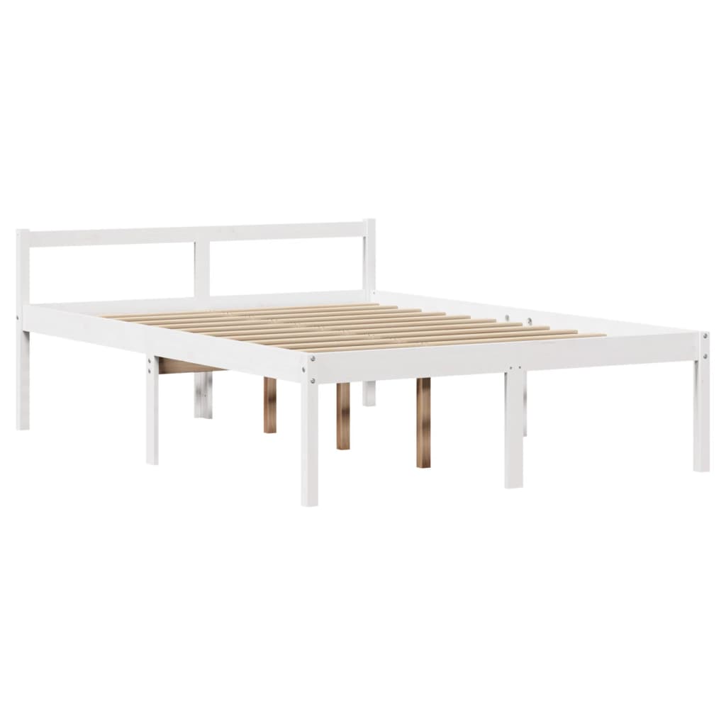 Krevet s regalom z knjige bez madraca bijeli 150x200cm borovina