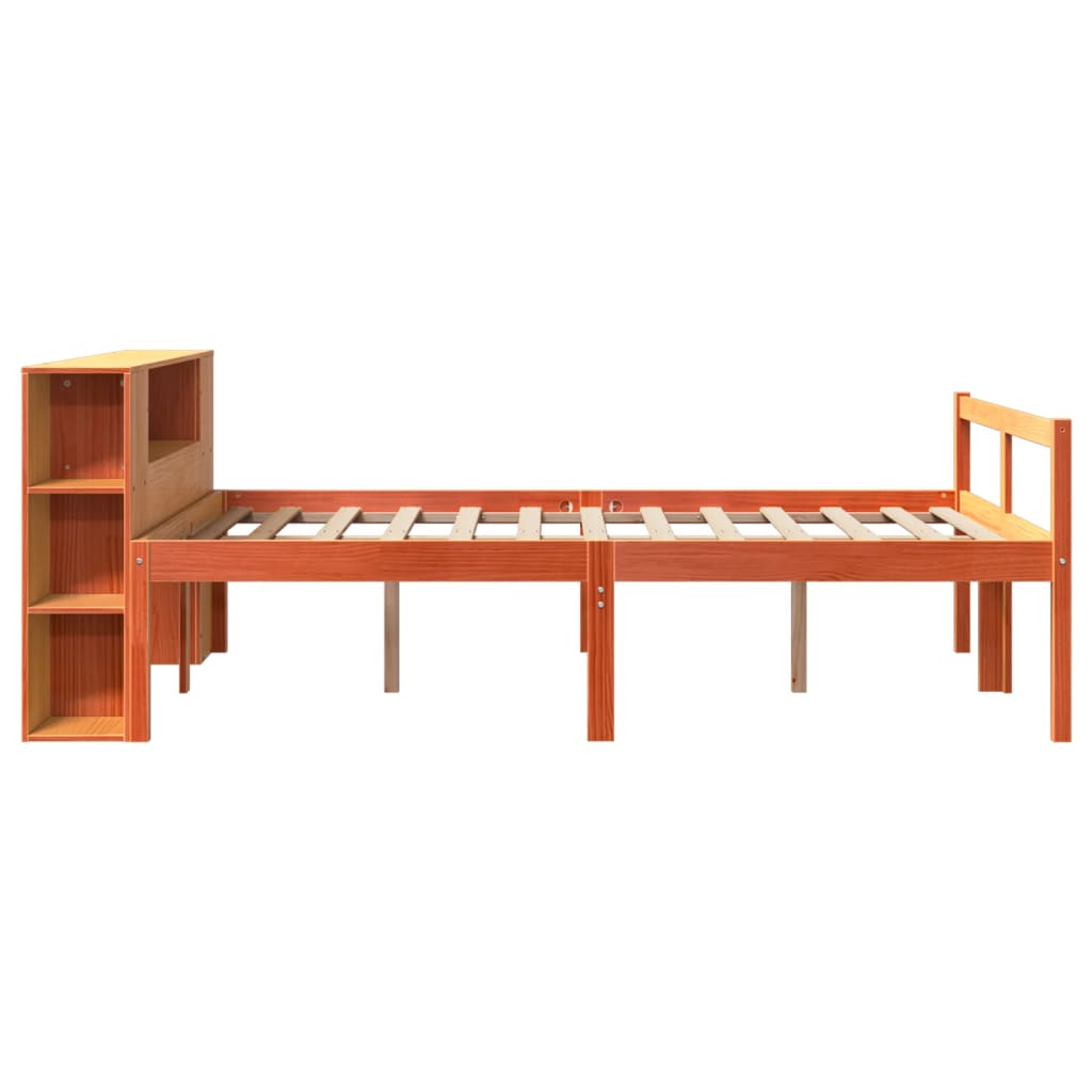 Krevet s regalom za knjige bez madraca 140x190 cm masivno drvo