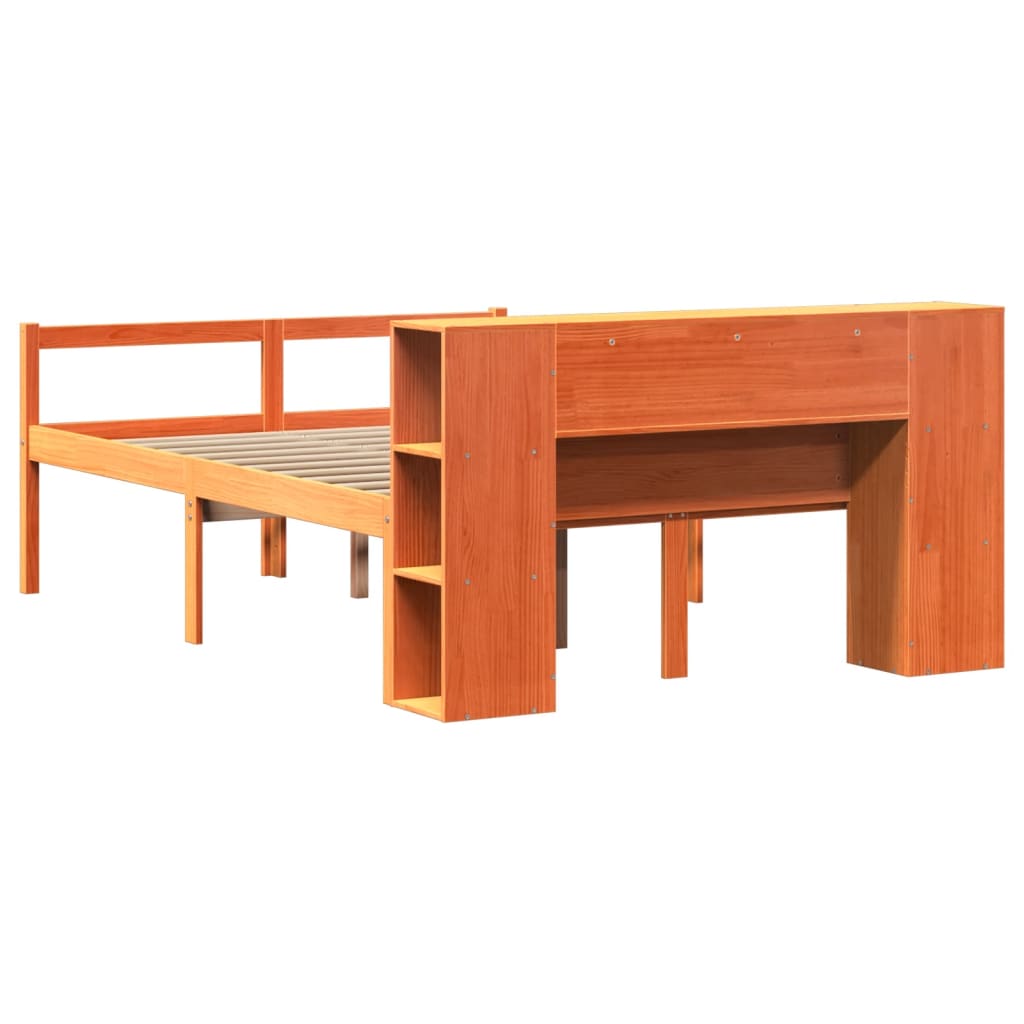 Krevet s regalom za knjige bez madraca 140x190 cm masivno drvo