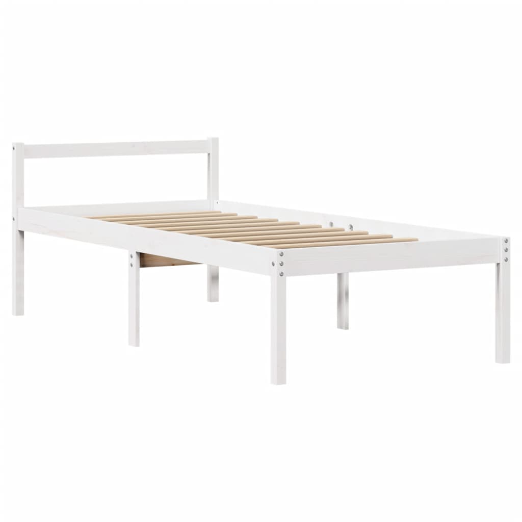 Krevet s regalom za knjige bez madraca bijeli 75x190cm borovina