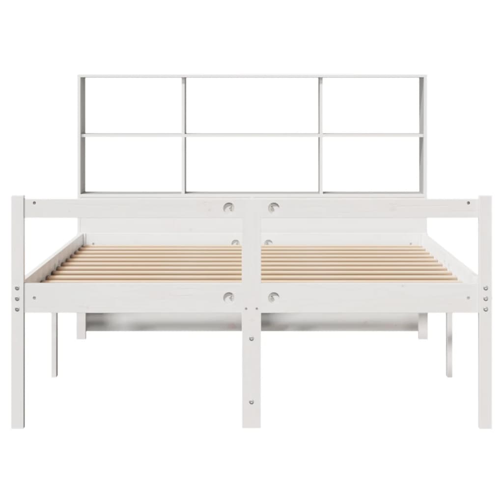 Krevet s regalom z knjige bez madraca bijeli 140x190cm borovina