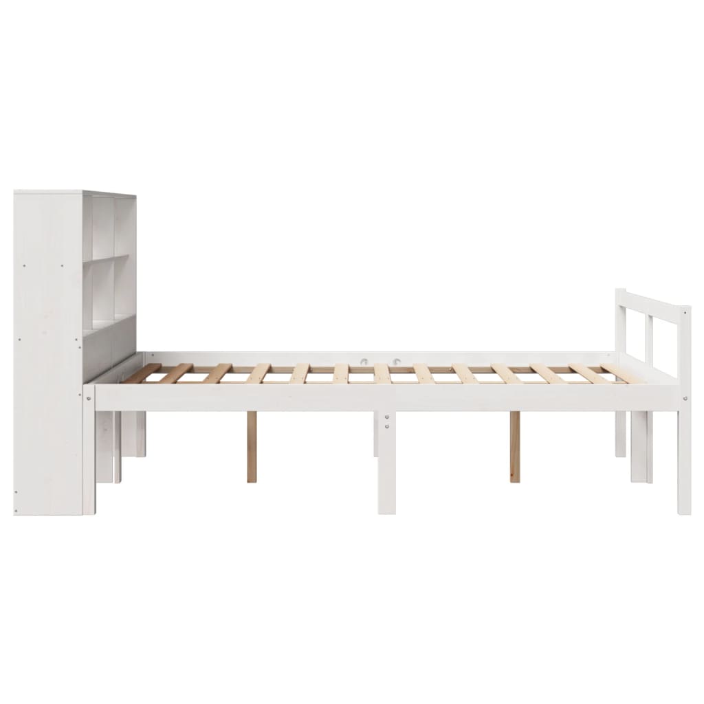 Krevet s regalom z knjige bez madraca bijeli 140x190cm borovina