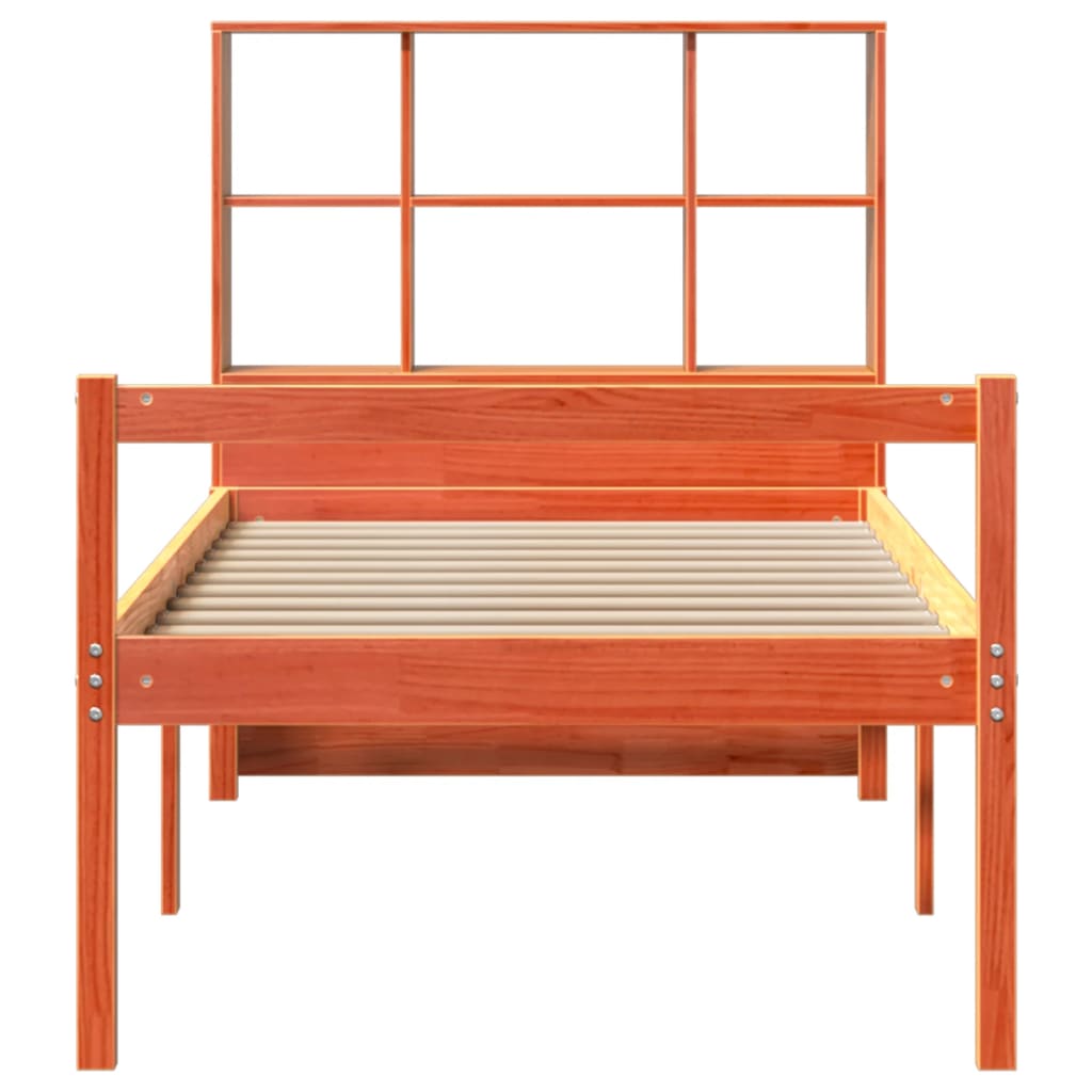 Krevet s regalom za knjige bez madraca 75 x 190 cm masivno drvo