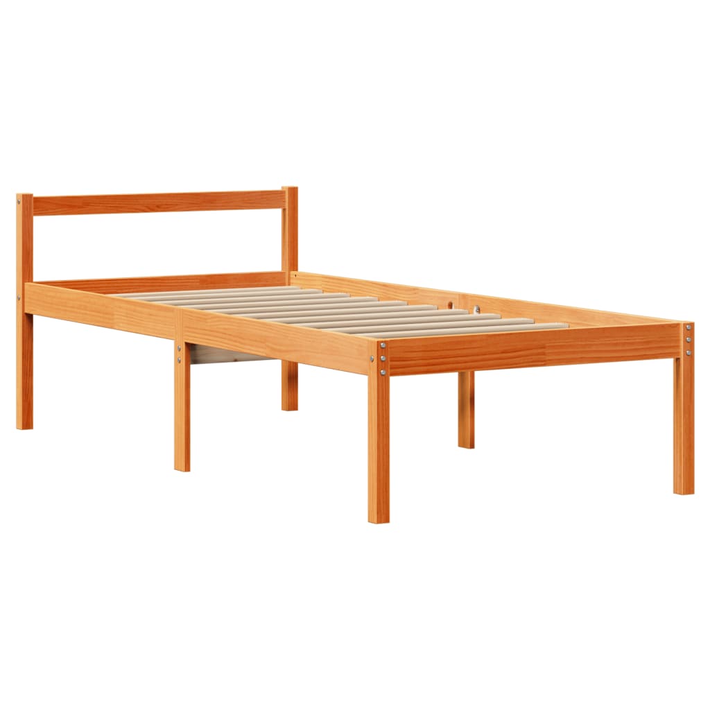 Krevet s regalom za knjige bez madraca 75 x 190 cm masivno drvo