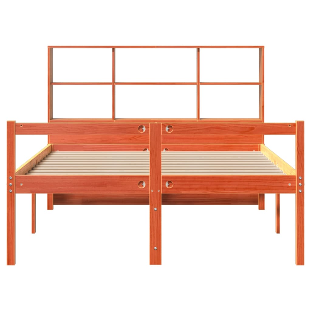 Krevet s regalom za knjige bez madraca 135x190 cm masivno drvo
