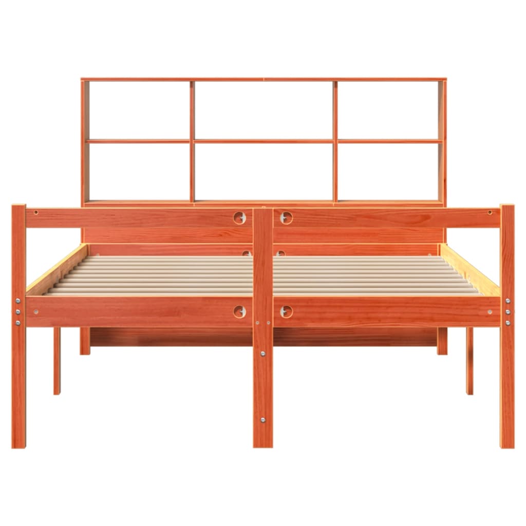 Krevet s regalom za knjige bez madraca 140x190 cm masivno drvo