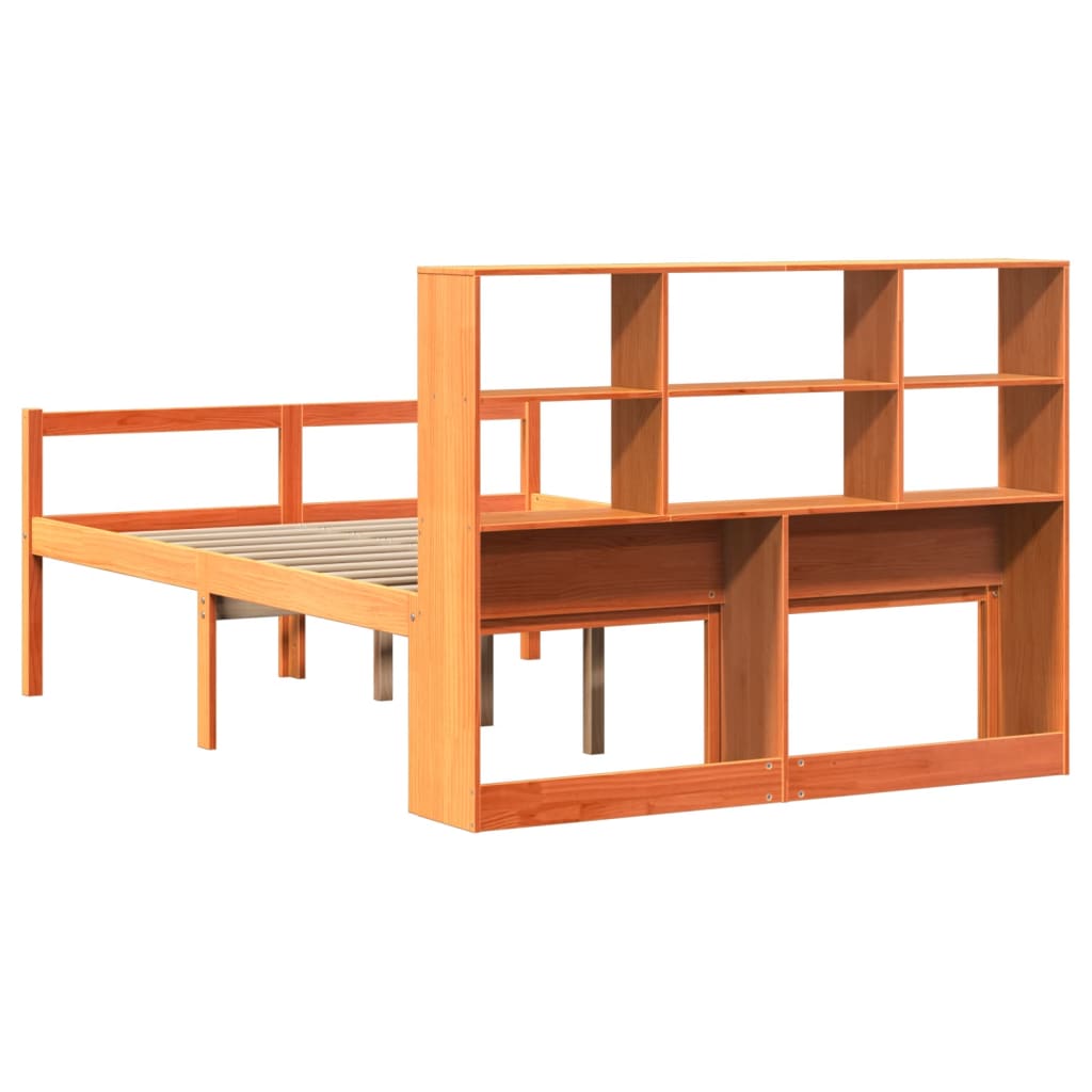 Krevet s regalom za knjige bez madraca 140x190 cm masivno drvo