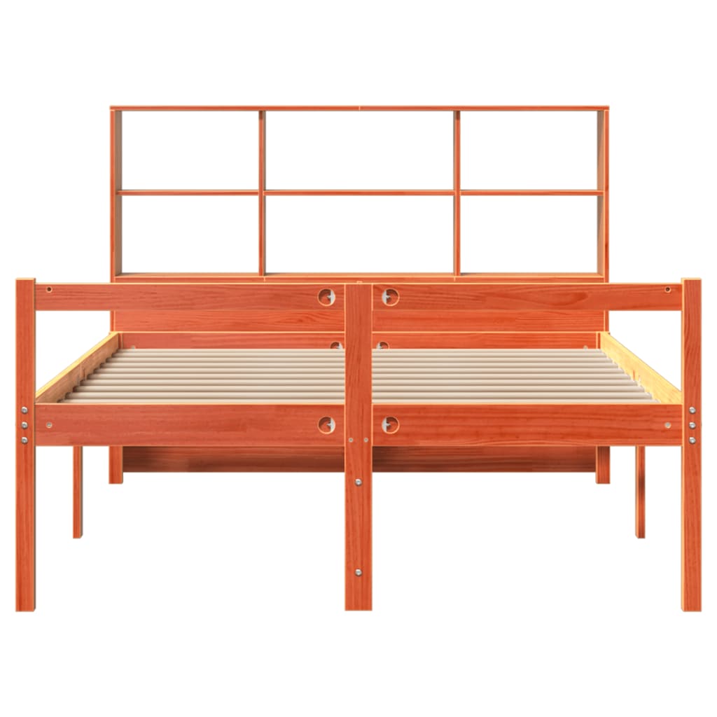 Krevet s regalom za knjige bez madraca 120x200 cm masivno drvo