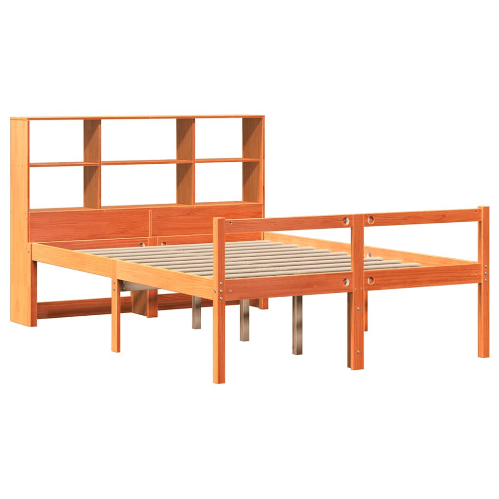 Krevet s regalom za knjige bez madraca 140x200 cm masivno drvo
