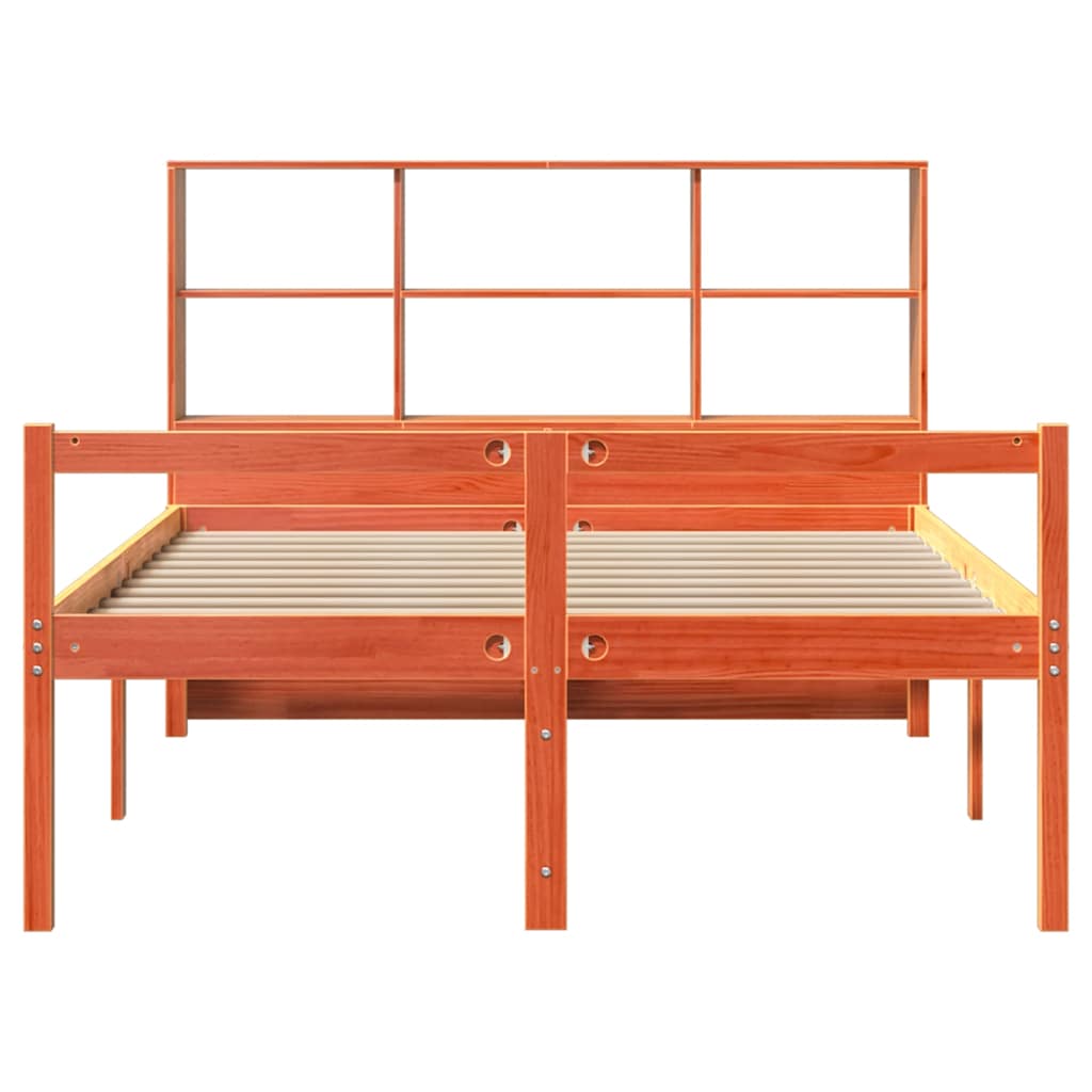 Krevet s regalom za knjige bez madraca 140x200 cm masivno drvo