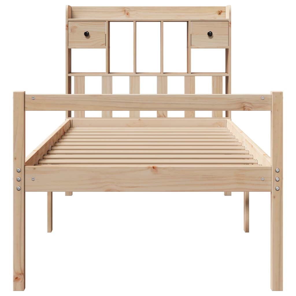 Krevet s regalom za knjige bez madraca 90x190 cm od borovine