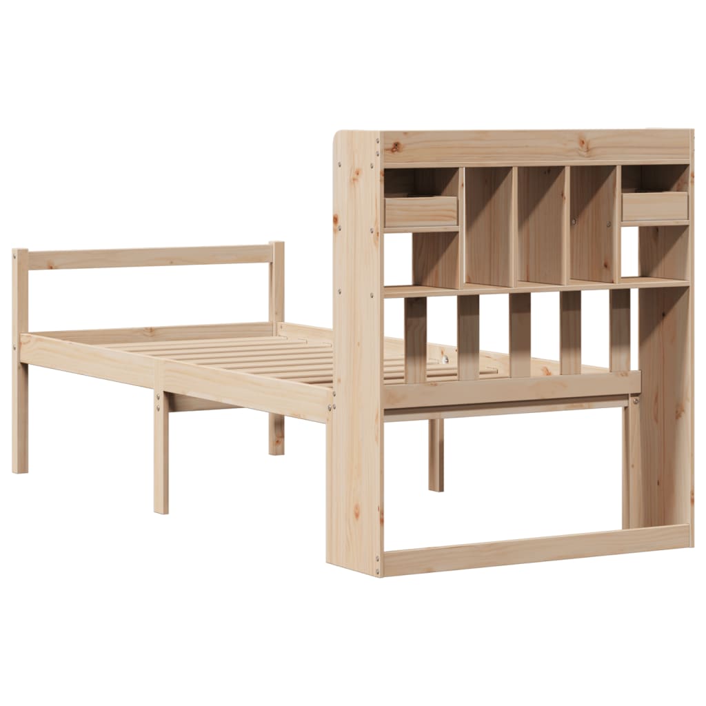 Krevet s regalom za knjige bez madraca 90x190 cm od borovine