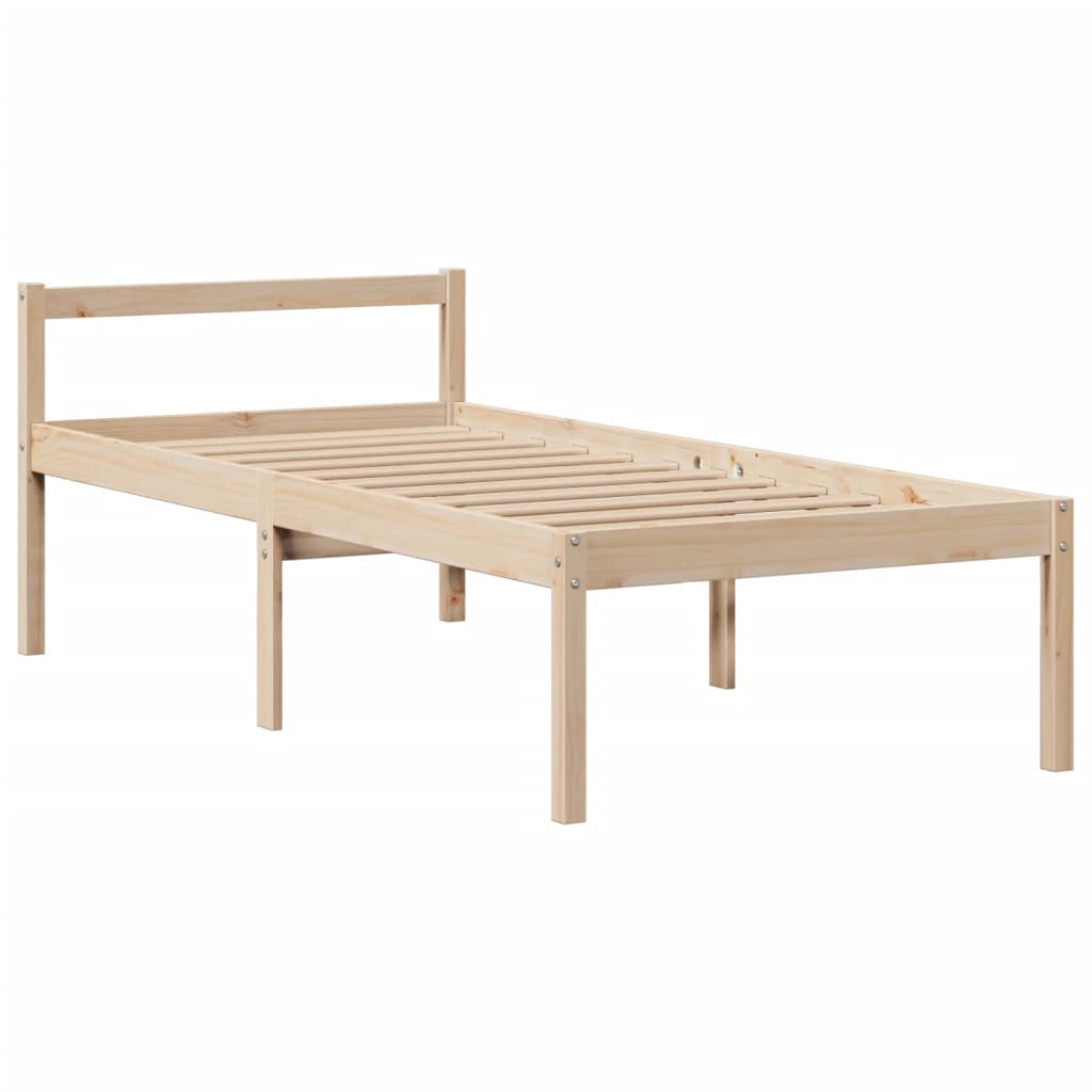 Krevet s regalom za knjige bez madraca 90x190 cm od borovine